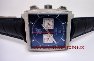 Tag Heuer Monaco Chronograph Calibre 12 Blue Dial / Blue leather Replica Watch